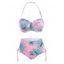 Maillot de Bain Bikini à Imprimé Fleur à Lacets à Col Halter - Rose clair XL