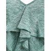 Cold Shoulder Ruffle Detail Heathered T-shirt - GREEN XXL