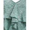Cold Shoulder Ruffle Detail Heathered T-shirt - GREEN XXXL