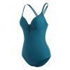 Maillot de Bain Croisé Découpé à Armature avec Trou de Serrure Une-Pièce - Bleu S