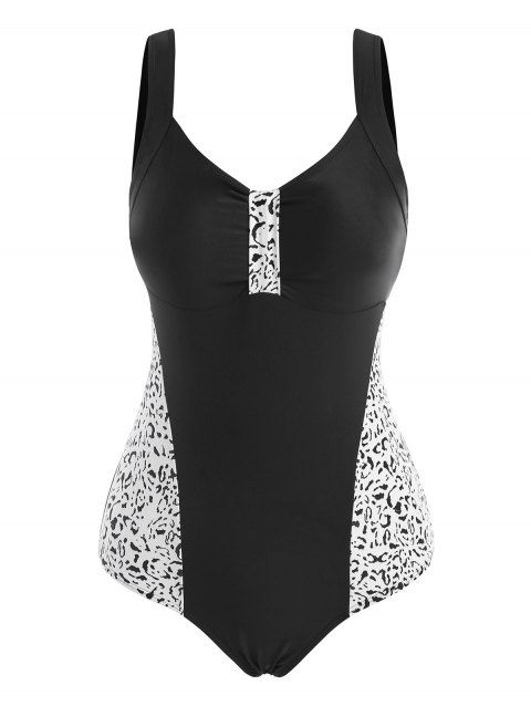 Leopard Insert Knotted One-piece Swimsuit