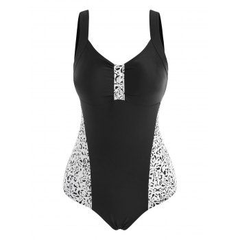 

Leopard Insert Knotted One-piece Swimsuit, Black