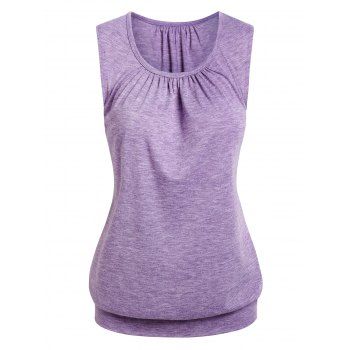 

Marled Pleated Blouson Tank Top, Light purple