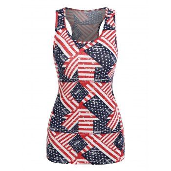 

American Flag Print Tank Top, Multicolor