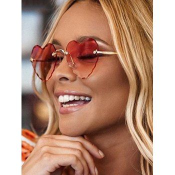 

Heart Shape Cutting Edge Rimless Sunglasses, Red wine