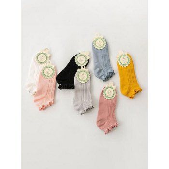 

7 Pairs Lettuce Trim Ankle Socks, Multicolor a