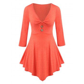 

Plus Size Plunge Irregular T Shirt, Orange