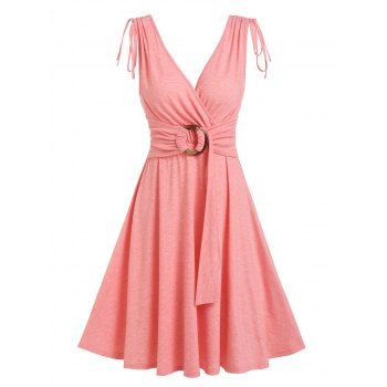 

Cinched Shoulders O Ring A Line Dress, Light pink