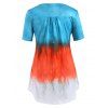 T-shirt Ombré Tie-Dye à Manches Courtes Grande Taille - Bleu 5X