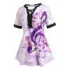 T-shirt Tunique Fleur Note de Musique de Grande Taille à Lacets - multicolor 1X