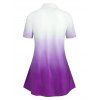 Plus Size Pockets Ombre Color Shirt - LIGHT PURPLE 1X