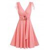 Robe Débardeur Ligne A Anneau en O à Epaule Dénudée - Rose clair XXL