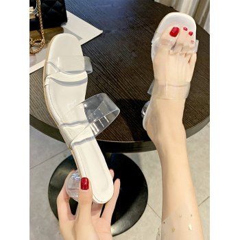 

Square Toe Clear Vamp Sandals, White