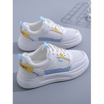 

Colorblock Lace-Up Mesh Sneakers, Blue