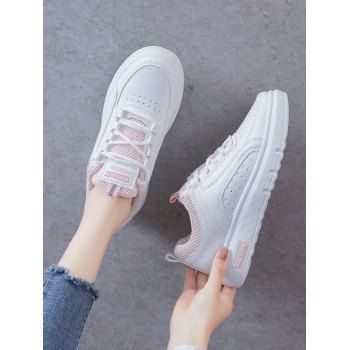 

Lace-Up Breathable Flat Sneakers, Pink