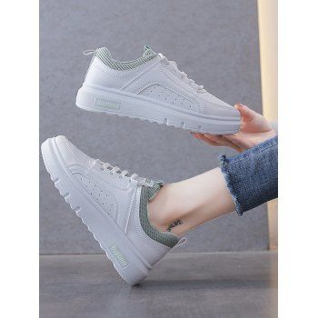 

Lace-Up Breathable Flat Sneakers, Green