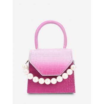 

Ombre Embossed Faux Pearl Mini Crossbody Bag, Rose red