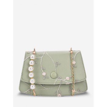 

Embroidery Flower Lace Faux Pearl Crossbody Bag, Dark sea green