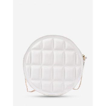 

Quilted Round Chain Crossbody Bag, White