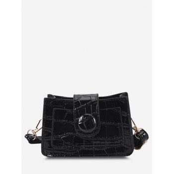 

Embossed Slit Pocket Crossbody Bag, Black