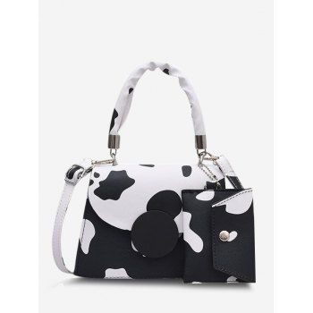 

Cow Print Crossbody Bag With Pouch, Black
