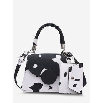 

Cow Print Crossbody Bag With Pouch, White