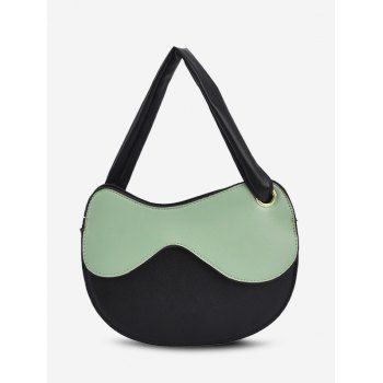 

Irregular Shape Colorblock Shoulder Bag, Green peas