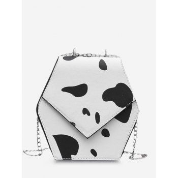 

Hexagonal Cow Print Crossbody Bag, White