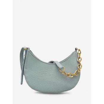 

Embossed Curved Half Chain Shoulder Bag, Pastel blue