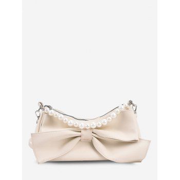 

Bowknot Faux Pearl Handle Crossbody Bag, White