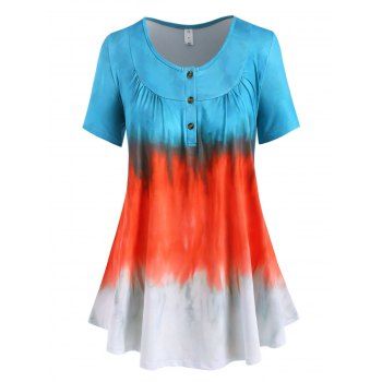 

Plus Size Ombre Tie Dye Short Sleeve Tee, Blue