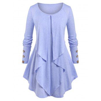 

Plus Size Raglan Sleeve Draped Front Tee, Light purple