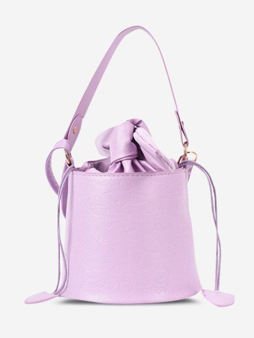 Sac Seau Noué Gaufré à Cordon - Mauve 