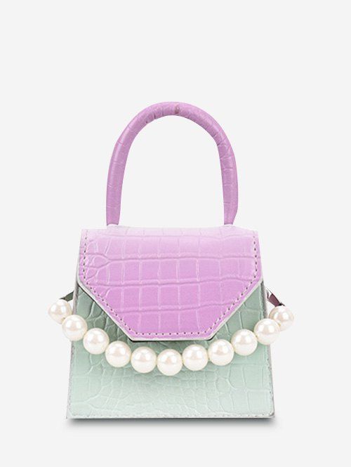 Mini Sac à Bandoulière Ombré avec Fausse Perle - Mauve 