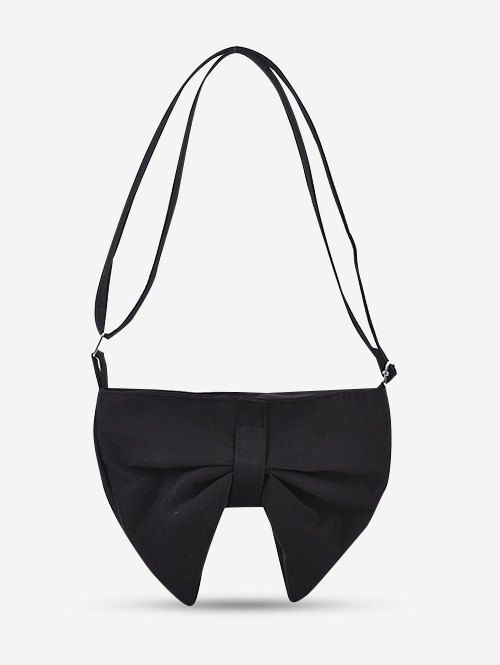 Sac à Bandoulière en Forme de Nœud Papillon en Canevas - Noir 