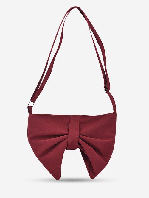 Sac à Bandoulière en Forme de Nœud Papillon en Canevas - Rouge Vineux 