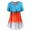 T-shirt Ombré Tie-Dye à Manches Courtes Grande Taille - Bleu 4X