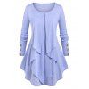 T-shirt Drapé en Avant de Grande Taille à Manches Raglan - Violet clair 2X