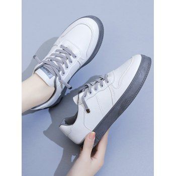 Lace Up Two Tone Sports Sneakers, Gray