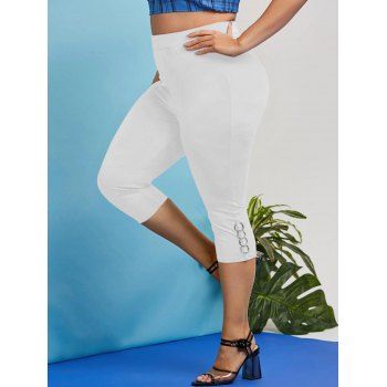 

Plus Size Punk O Ring Capri Leggings, White