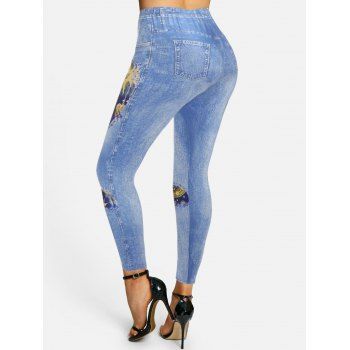 Sun Moon Star 3D Print Skinny Jeggings