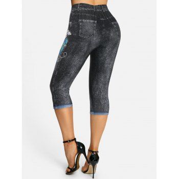 Skinny Butterflies 3D Print Capri Jeggings