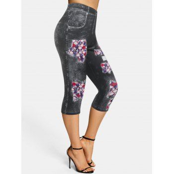 

Mermaid 3D Print Skinny Capri Jeggings, Black