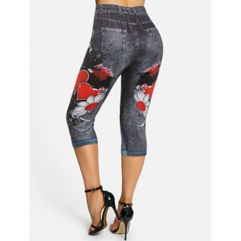 Kaufen Flower 3D Print Skinny Capri Jeggings. Bild