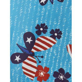 American Flag Butterfly Flowers Print Flare Tank Top