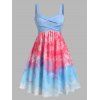 Robe Ombre à Dos Nu Croisée à Fleurs Grande Taille - Bleu clair 1X