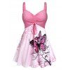 Débardeur Noué à Imprimé Papillon de Grande Taille - Rose clair 1X