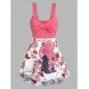 Robe à Imprimé Fleur Poisson Tordue en Avant sans Manches - Rose clair XL