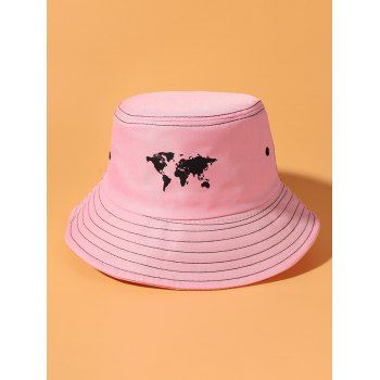 

World Map Printed Bucket Hat, Pink