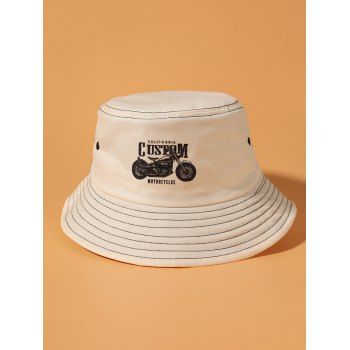 

Motorcycle Graphic Print Bucket Hat, Beige